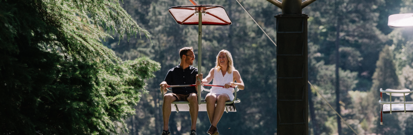 Tourists exploring City of Launceston Cataract Gorge, using chairlift