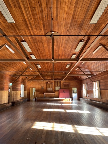 Internal view of the Myrtle Park hall.