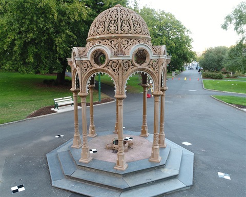 Childrens Jubilee Drinking Fountain prepped for 3D scanning.JPG