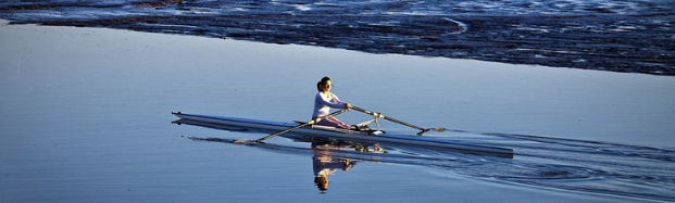 image of person rowing in the kanamaluka/tamar estuary